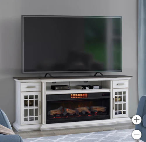 Load image into Gallery viewer, Tresanti Everett TV Console with ClassicFlame CoolGlow 2-in-1 Electric Fireplace and Fan, White
