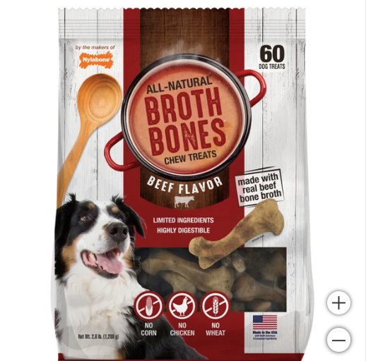 Nylabone Broth Bones Natural Edible Dog Chews, 60-count, 2-pack