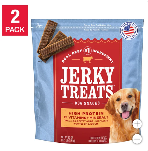 Load image into Gallery viewer, Jerky Treats American Beef Dog Snacks 60 oz, 2-count
