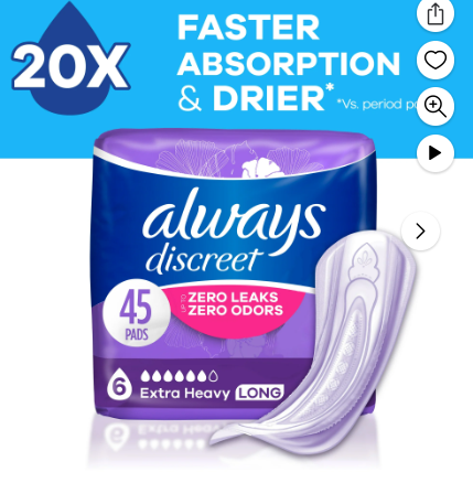 Load image into Gallery viewer, Always Discreet Incontinence Pads, Extra Heavy Absorbency, Long Length, 45 CT
