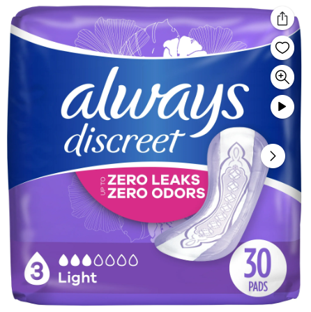 Load image into Gallery viewer, Always Discreet Incontinence Pads for Women, Light, 30 Count
