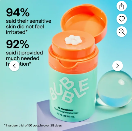 Bubble Skincare Slam Dunk Hydrating Face Moisturizer, for Normal to Dry Skin, 1.7 fl oz/ 50mL