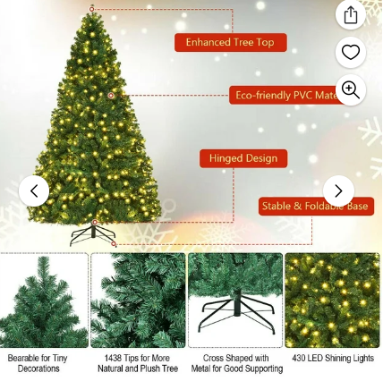 Load image into Gallery viewer, Gymax 8&#39; Pre-Lit with 430 LED Lights Artificial Christmas Tree Stand Green
