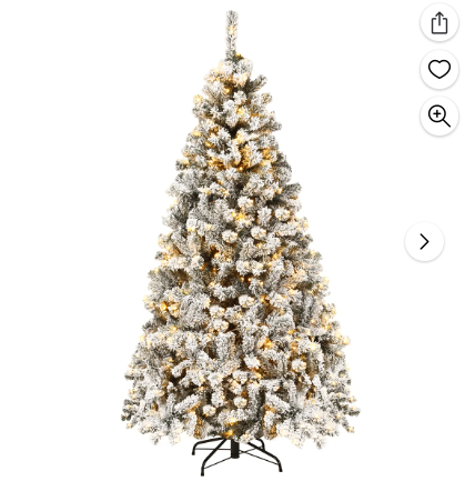 Load image into Gallery viewer, Costway 6 ft Pre-Lit Premium Snow Flocked Hinged Artificial Christmas Tree with 250 Lights
