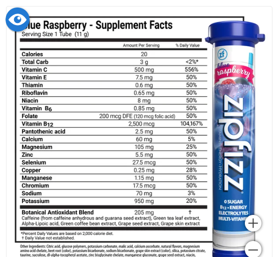 Zipfizz Multi-Vitamin Energy Hydration Drink Mix, 30 Tubes